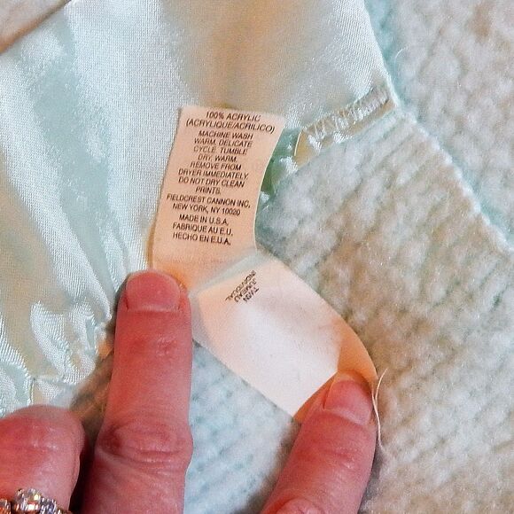 Fieldcrest Cannon Satin Trim Blanket Rebecca D. Mint Green Waffle Weave Twin SZ - Picture 9 of 9